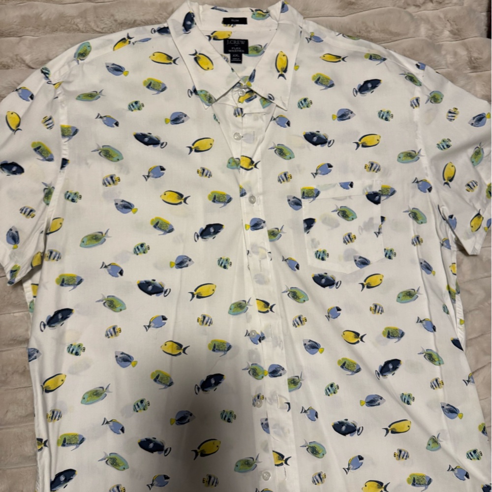 J.Crew White Shirt with Fish Print